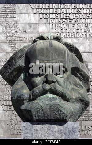 Karl Marx Monument Chemnitz, uno dei più grandi busti ritratti del mondo, Chemnitz, Sassonia, Germania Foto Stock