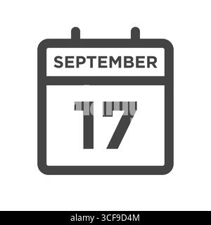 17 settembre giorno calendario o Data calendario per scadenza e appuntamento Illustrazione Vettoriale