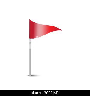 Sventolando la bandiera rossa. Semplice illustrazione dei poli. Simbolo banner vettoriale. Marcatore della linea di arrivo. Illustrazione Vettoriale