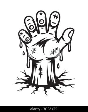 Mano zombie che emerge da terra illustrazione Illustrazione Vettoriale