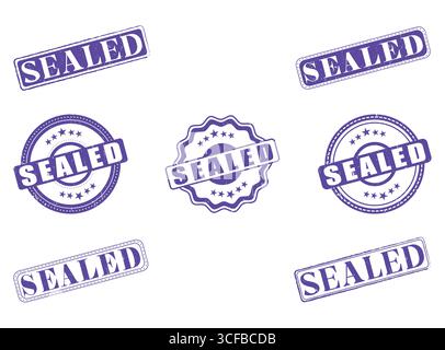 Una raccolta di timbri e guarnizioni in gomma SIGILLATE Illustrazione Vettoriale