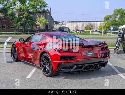 ROYAL OAK, mi/USA - 14 AGOSTO 2025: Una Chevrolet Corvette Z06 del 2025 sulla rotta Woodward Dream Cruise, vicino a Detroit, Michigan. Foto Stock