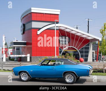 ROYAL OAK, mi/USA - 14 AGOSTO 2025: Chevy Chevelle SS 454 di seconda generazione sulla rotta Woodward Dream Cruise, vicino a Detroit, Michigan. Foto Stock