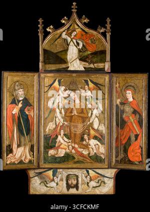 Altare Retable dalla Chiesa di Moszczenica Nizna vicino a Stary Sacz, c1480. Foto Stock