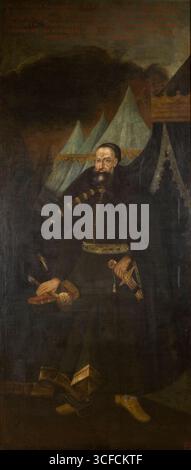 Ritratto di Marcin Kazanowski (ca. 1563-1636), Field Hetman of the Crown ulteriori informazioni: Marcin Kazanowski nacque intorno al 1563. Egli perseguì una carriera militare durante numerose guerre guidate dal Commonwealth all'epoca. Prese parte alla campagna contro gli svedesi in Livonia, quando combatté nella battaglia di Kircholm (1605). Durante la ribellione di Zebrzydowski, sostenne il re e prese parte alla battaglia decisiva contro i ribelli a Guz&#xf3;W (1607). Partecipò anche alla spedizione a Mosca e combatté a Klushino (1610). Nel 1632 fu nominato voivoda di Podolia e nel 1633 Foto Stock