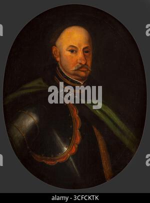 Ritratto di Kazimierz Pociej (m. 1728), Voivoda di Vitebsk, c1770. Informazioni aggiuntive: Kazimierz Aleksander Pociej, nato nel 1666, era figlio di Aleksander Gabriel Pociej (1632-1695) e fratello minore di Ludwik Konstanty (1664-1730). Visse nel periodo successivo alla morte di Sobieski, difficile per la Confederazione polacco-lituana, al tempo della guerra del Nord, nella sua patria la Lituania ci furono anche disordini interni e lotte tra sostenitori e oppositori della famiglia Sapieha. Pociej prese parte attiva a questi eventi, con il tempo che guadagnava sempre più significato e più alto Foto Stock