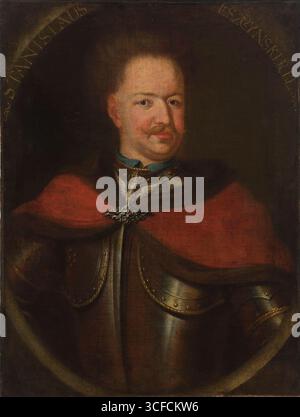 Ritratto di Stanislao Leszczynski (1677-1766), re di Polonia, seconda metà del XVIII secolo. Informazioni aggiuntive: Stanislaw Leszczynski divenne re durante la guerra del Nord, quando, dopo l'invasione dell'esercito svedese, i nobili che si opponevano ai governi sassoni detronizzarono Augusto II ed elessero il Polo nel 1704. Il regno di Leszczynski fu breve. Dopo la vittoria dei russi nella battaglia di Poltava (1709), gli svedesi lasciarono il territorio della Confederazione, e Leszczynski andò con loro. Dopo la morte di Augusto II, Leszczynski apparve di nuovo in Polonia e fu rieletto re nel 1733, ma la S Foto Stock