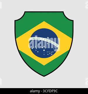 Illustrazione scudo emblema della bandiera nazionale del Brasile Illustrazione Vettoriale