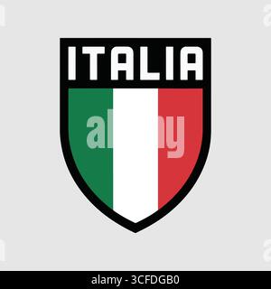 Stemma nazionale italiano con bandiera tricolore Illustrazione Vettoriale