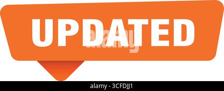 aggiornamento del segno arancione isolato sullo sfondo del trapianto. adesivo aggiornato Illustrazione Vettoriale