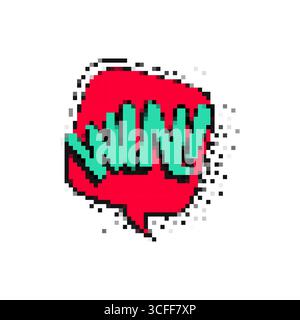 Icona a forma di fumetto a mosaico con testo in grassetto in rosso e verde Illustrazione Vettoriale