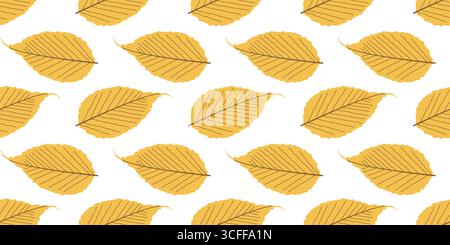 Motivo naturale autunnale senza cuciture con foglie gialle Illustrazione Vettoriale