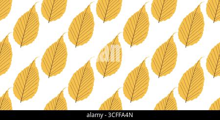 Accogliente motivo autunnale senza cuciture con foglie gialle Illustrazione Vettoriale