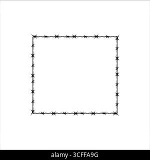 Struttura quadrata in filo spinato che simboleggia la sicurezza e la restrizione Illustrazione Vettoriale