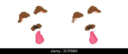 Medaglie d'oro con nastri rossi in stile pixel art Illustrazione Vettoriale