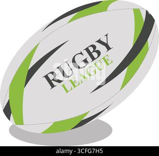 Illustrazione del vettore di Rugby Ball Green White Grey Shadow Illustrazione Vettoriale