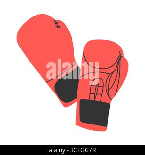 Coppia di guanti da boxe. Abbigliamento sportivo per pugile, pugile. Attrezzatura di protezione delle mani. Illustrazione Vettoriale