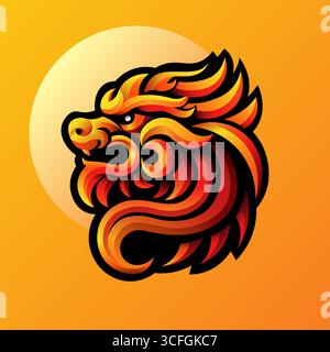 Grafica di drago orientale stilizzata nel disegno vettoriale. Perfetto per decorazioni per il Capodanno cinese, biglietti d'auguri, poster o striscioni festivi. Illustrazione Vettoriale