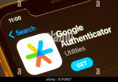 App Google Authenticator nell'Apple App Store Foto Stock