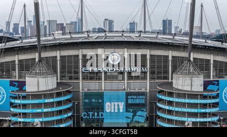 Vista aerea dell'Etihad Stadium durante la partita di Premier League Manchester City vs Tottenham Hotspur all'Etihad Stadium, Manchester, Regno Unito, 23 agosto 2025 (foto di Mark Cosgrove/News Images) Credit: News Images Ltd/Alamy Live News Foto Stock