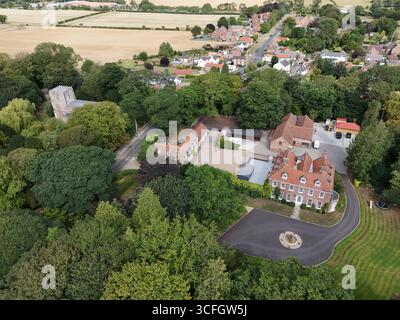 Vista aerea di Sigglesthorne Hall, Ancient Parish, Hornsea, East Riding of yorkshire Foto Stock