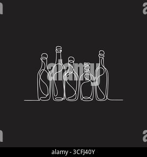 bottiglie monoline disegno gesso simbolo decorazione vettoriale Illustrazione Vettoriale