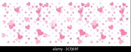 Motivo senza cuciture di semplici cuori rosa su sfondo bianco. Illustrazione Vettoriale
