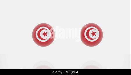rendering 3d della bandiera del globo in tunisia per icona o simbolo Foto Stock