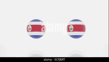 Rendering 3d del globo nella bandiera Costa Rica per icona o simbolo Foto Stock