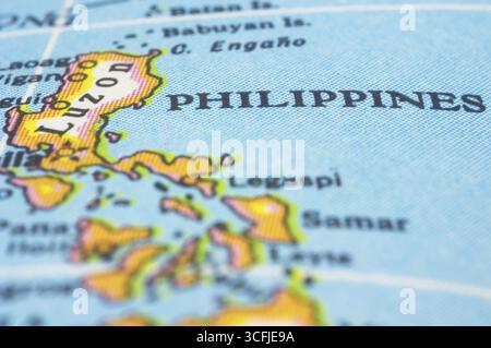 Marcatore Filippine sulla mappa, paesi asiatici Foto Stock