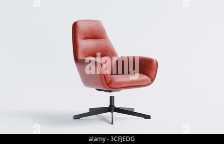 rendering 3d della sedia in pelle girevole isolata su sfondo bianco Foto Stock