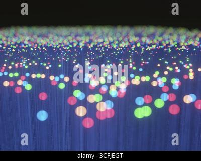 rendering 3d di primo piano in fibra ottica per il concetto di comunicazione Foto Stock