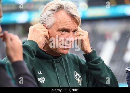 Deutsche Bank Park, Francoforte, Germania. 23 agosto 2025. Allenatore Horst STEFFEN (mezza PENSIONE) Football 1. Bundesliga stagione 2025/2026, Matchday 1, Matchday 1, Eintracht Francoforte (F) - Werder Brema (HB) il 23 agosto 2025, presso Deutsche Bank Park, Francoforte, Germania. #Le normative DFL vietano qualsiasi uso di fotografie come sequenze di immagini e/o quasi-video # credito: dpa/Alamy Live News Foto Stock