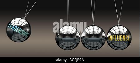 Leadership che porta all'influenza, trasmettendogli potere. Relazione causa-effetto Foto Stock