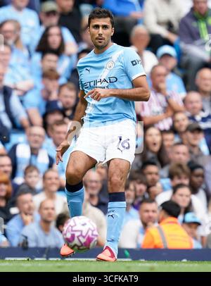 Manchester, Regno Unito. 23 agosto 2025. Rodri del Manchester City durante la partita Manchester City vs Tottenham Hotspur Premier League all'Etihad Stadium di Manchester. Il credito per immagini dovrebbe essere: Andrew Yates/Sportimage Credit: Sportimage Ltd/Alamy Live News Foto Stock