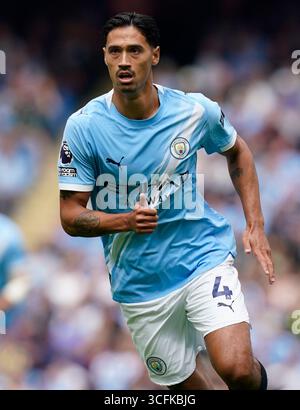 Manchester, Regno Unito. 23 agosto 2025. Tijjani Reijnders del Manchester City durante la partita Manchester City vs Tottenham Hotspur Premier League all'Etihad Stadium di Manchester. Il credito per immagini dovrebbe essere: Andrew Yates/Sportimage Credit: Sportimage Ltd/Alamy Live News Foto Stock