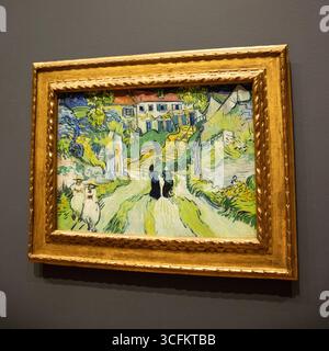 Scala ad Auvers, dipinto a olio su tela, 1890, di Vincent Van Gogh. Esposto su un muro grigio scuro al St. Louis Art Museum in Missouri, USA. Foto Stock