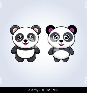 un'illustrazione di un simpatico panda cartoni animati Illustrazione Vettoriale