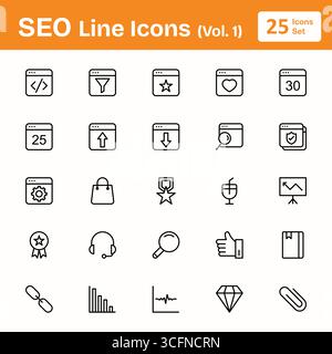 Icone linea SEO (Vol. 1) Illustrazione Vettoriale