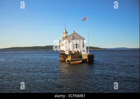 Ristorante Dyna Fyr Lighthouse a Oslofjord vicino alla città di Oslo, Norvegia Foto Stock