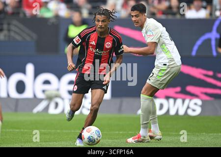 Francoforte, Germania. 23 agosto 2025. Fussball 1. Bundesliga 1. Spieltag Eintracht Frankfurt - SV Werder Brema am 23.08.2025 im Deutsche Bank Park di Francoforte le normative DFL vietano qualsiasi uso di fotografie come sequenze di immagini e/o quasi-video. Foto: Revierfoto credito: ddp media GmbH/Alamy Live News Foto Stock