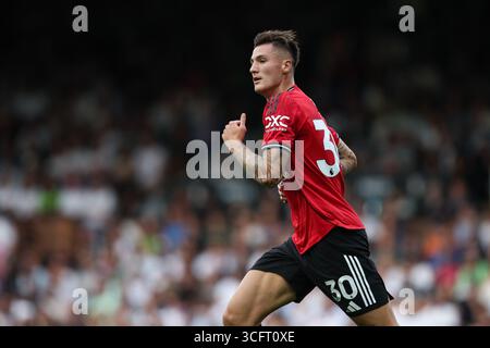 LONDRA, Regno Unito - 24 agosto 2025: Benjamin Sesko del Manchester United durante la partita di Premier League tra il Fulham FC e il Manchester United FC al Craven Cottage (credito: Craig Mercer/ Alamy Live News) Foto Stock