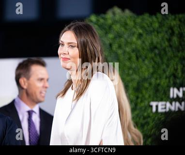 Newport, Rhode Island. 23 agosto 2025. Maria Sharapova dopo essere stata inserita nella International Tennis Hall of Fame. @ Veronica Bruno / Alamy Live News Foto Stock