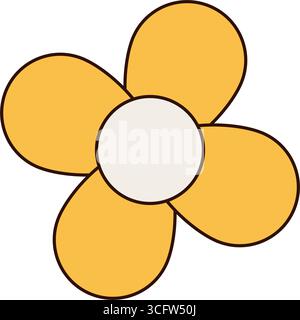 Icona Cartoon Daisy giallo retro Groovy Illustrazione Vettoriale