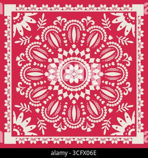 Vettoriale con motivo Mandala floreale messicano Illustrazione Vettoriale