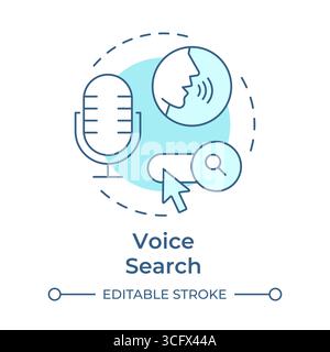 Icona Concept blu morbido per la ricerca vocale Illustrazione Vettoriale