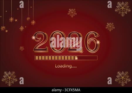 Felice anno nuovo, 2026 felice anno nuovo con numeri dorati di lusso e buon Natale, ti auguriamo un felice anno nuovo 2026. Design del poster 2026. Illustrazione Vettoriale