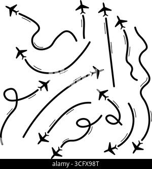 Il volo è normale. L'aereo si sta dirigendo verso l'atterraggio. Illustrazione Vettoriale