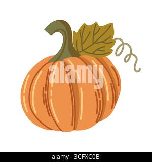 Illustrazione della zucca isolata in versione piatta Illustrazione Vettoriale