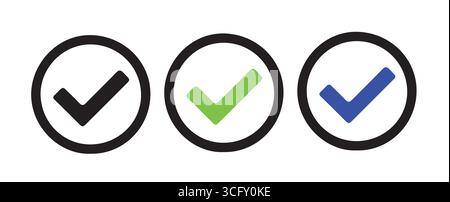Icone di segno di spunta affidabili in più colori Illustrazione Vettoriale